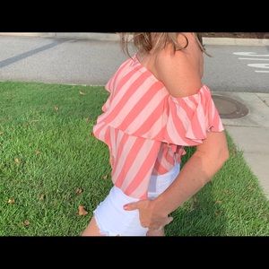 Off the shoulder striped top